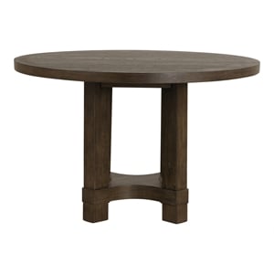 New Classic Furniture Cityscape Solid Wood Round Dining Table in Walnut