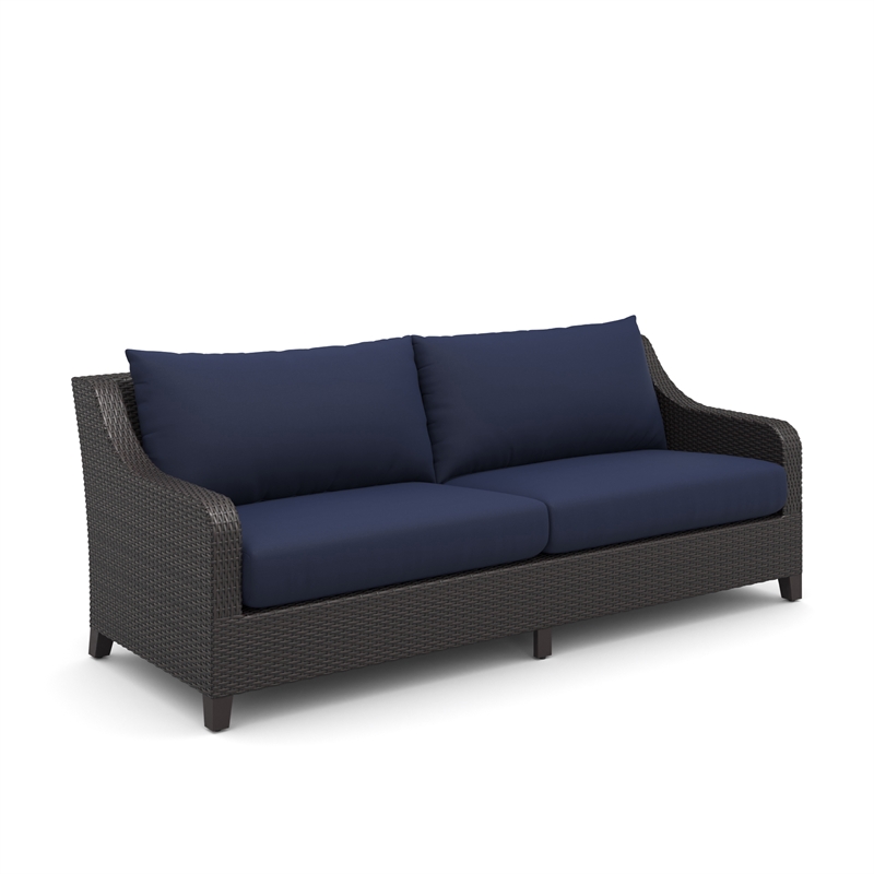 New Classic Furniture Skye 2-piece Wicker Sofa and Coffee Table Set in Blue