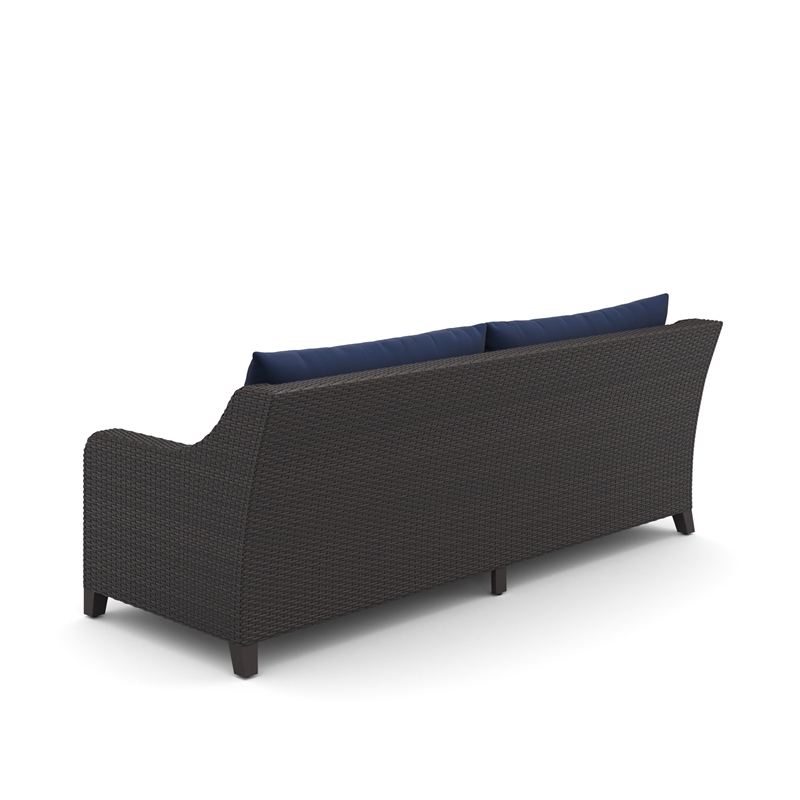 New Classic Furniture Skye 2-piece Wicker Sofa and Coffee Table Set in Blue