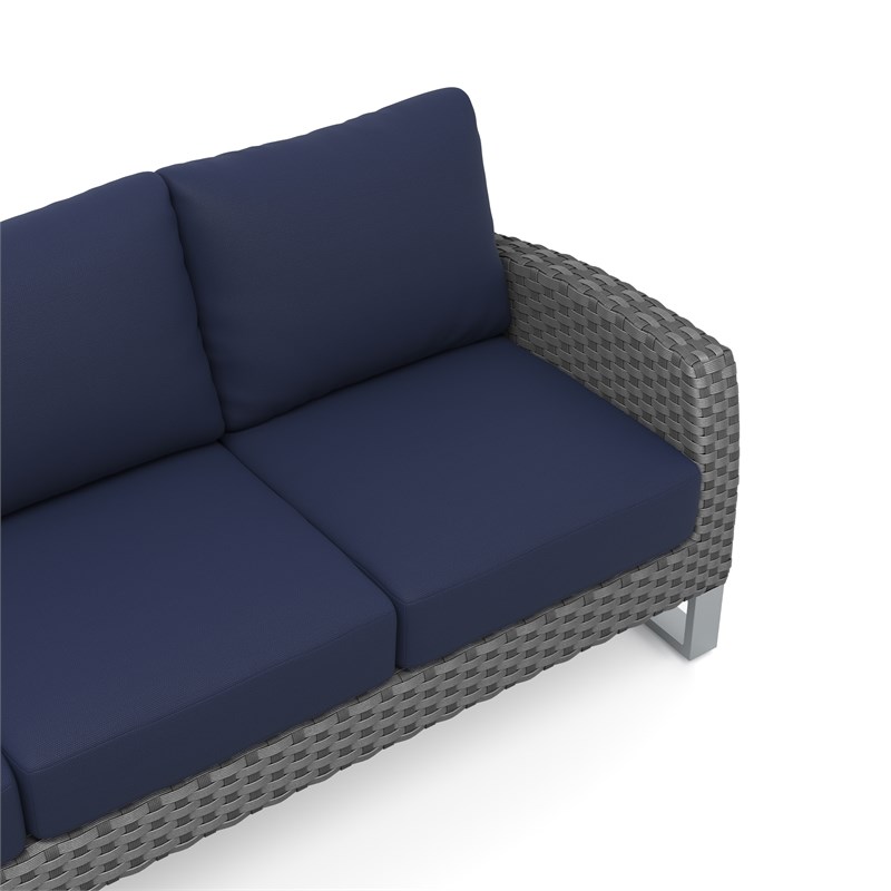 New Classic Furniture Fiji 2-piece Wicker/Fabric Outdoor Sofa Set in Blue