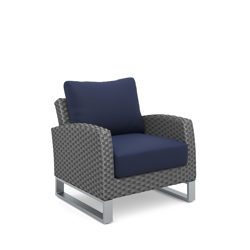 New Classic Furniture Fiji 4-piece Wicker/Fabric Outdoor Conversation Set - Blue
