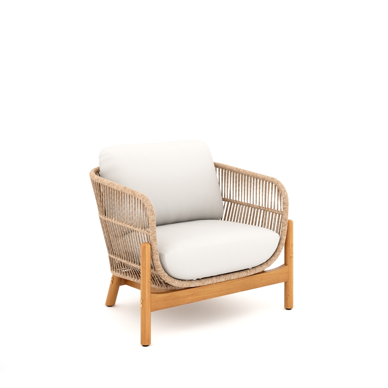 New Classic Furniture Solstice 3-piece Wood Patio Conversation Set in Beige
