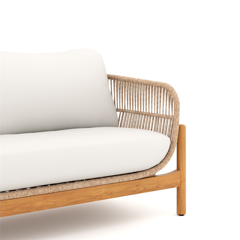 New Classic Furniture Solstice 3-piece Wood Patio Conversation Set in Beige