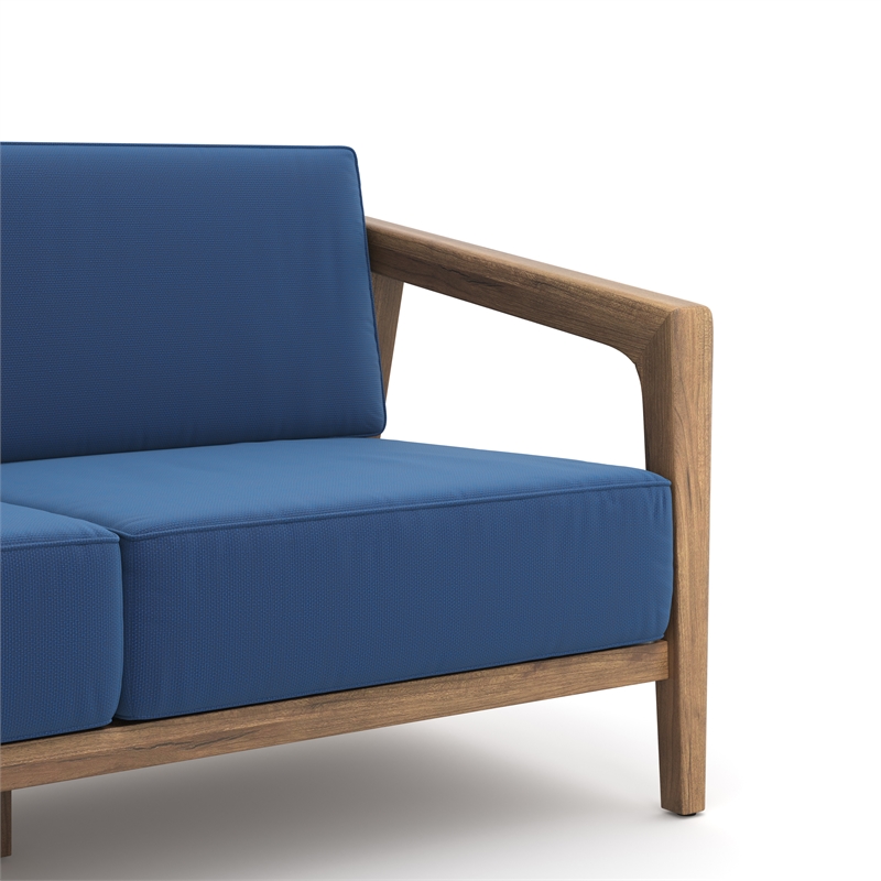 New Classic Furniture Bali Solid Wood Patio Loveseat in Dark Blue