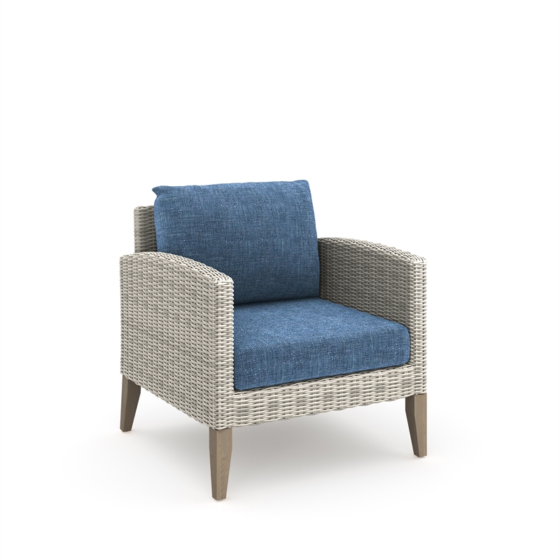 New Classic Furniture Carezza 6-Piece Wood/Wicker Patio Set in Dark Blue