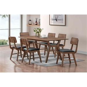 New Classic Furniture Thea 7-piece Wood Dining Set with Black Seat in Walnut