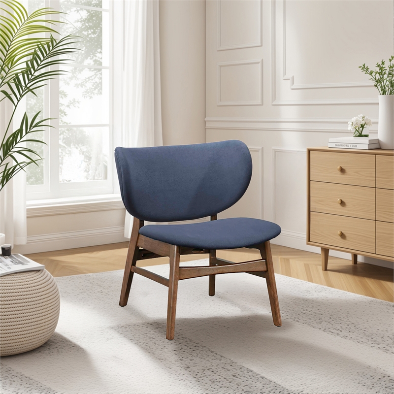 New Classic Furniture Adler Fabric Upholstered Back Lounge Chair in Dark Blue