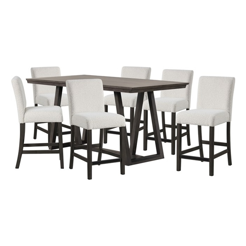 New Classic Furniture High Line 7-piece Wood Counter Table Set in White