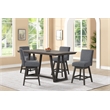 New Classic Furniture High Line Wood Counter Table & 4 Swivel Stools in Gray