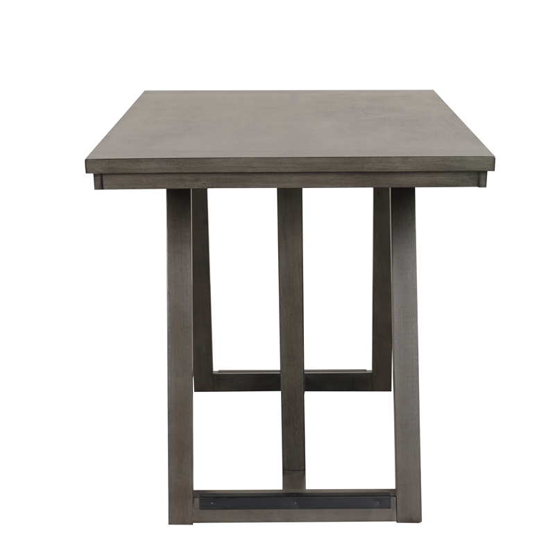 New Classic Furniture High Line Wood Counter Table & 6 Swivel Stools in Gray