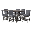 New Classic Furniture High Line Wood Counter Table & 6 Swivel Stools in Gray