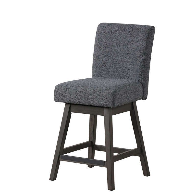 New Classic Furniture High Line Wood Counter Table & 6 Swivel Stools in Gray