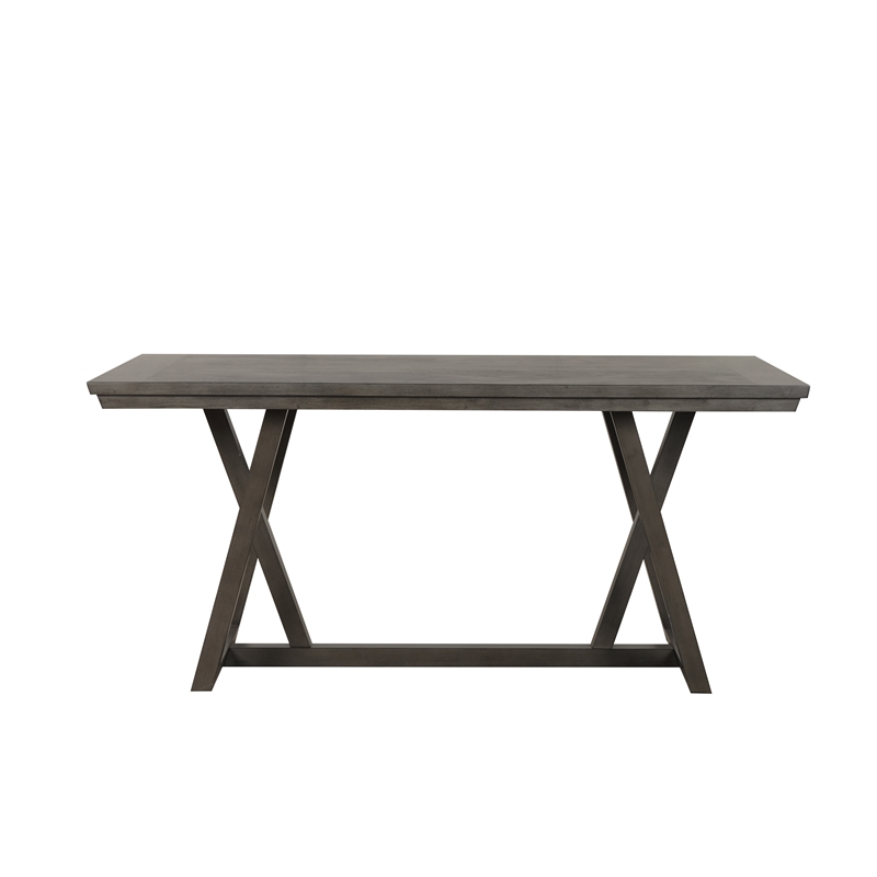 New Classic Furniture High Line Wood Counter Table & 6 Swivel Stools in Gray