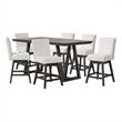New Classic Furniture High Line Wood Counter Table & 6 Swivel Stools in White