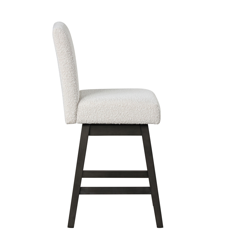 New Classic Furniture High Line Wood Counter Table & 6 Swivel Stools in White