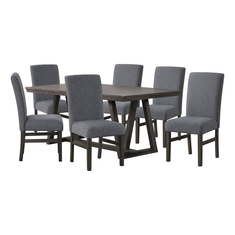 New Classic Furniture High Line 7-piece Wood Dining Table Set in Gray