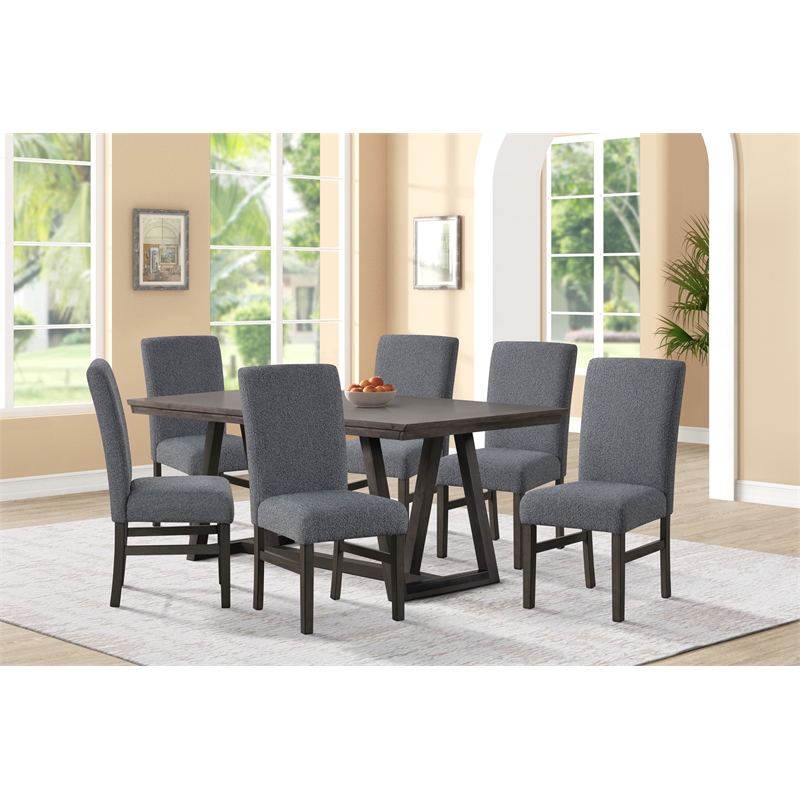 New Classic Furniture High Line 7-piece Wood Dining Table Set in Gray