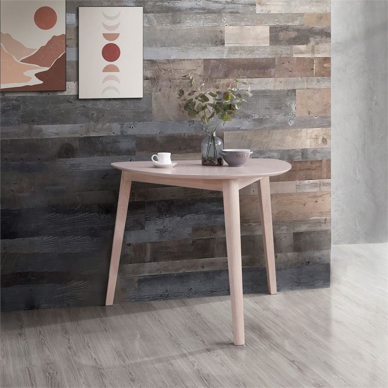 New Classic Furniture Oscar Wood Corner Dining Table in White Ash