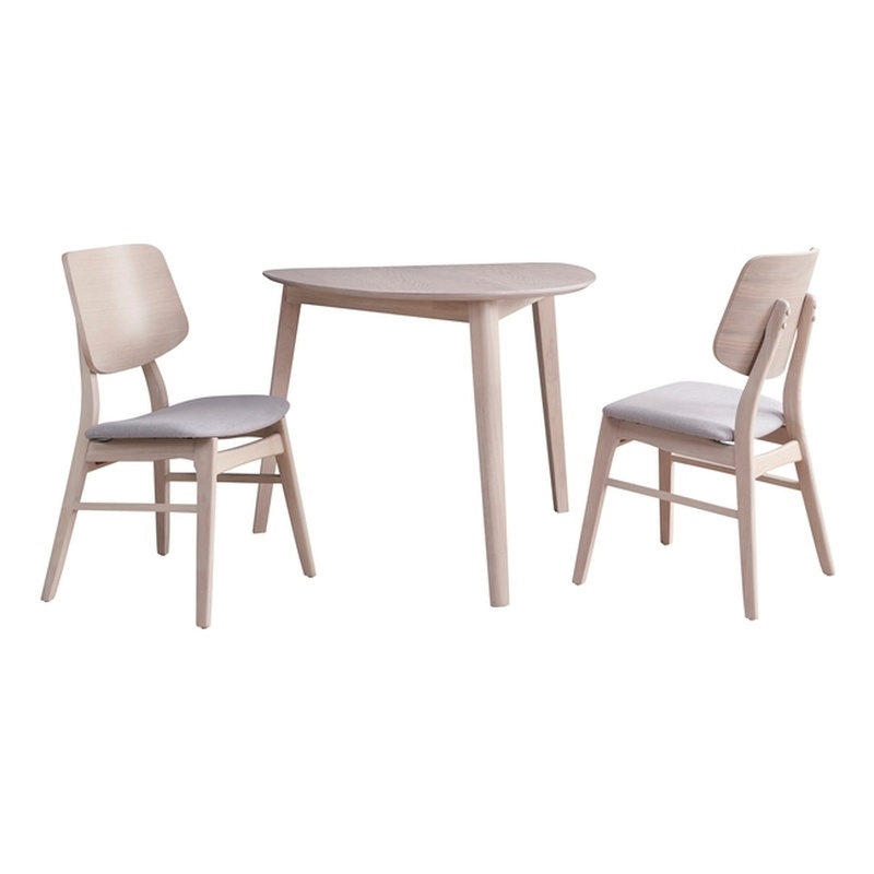 New Classic Furniture Oscar 3-piece Wood Dining Set in White Ash