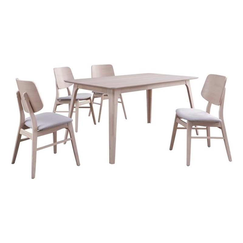New Classic Furniture Oscar 5-piece Wood Dining Set in White Ash