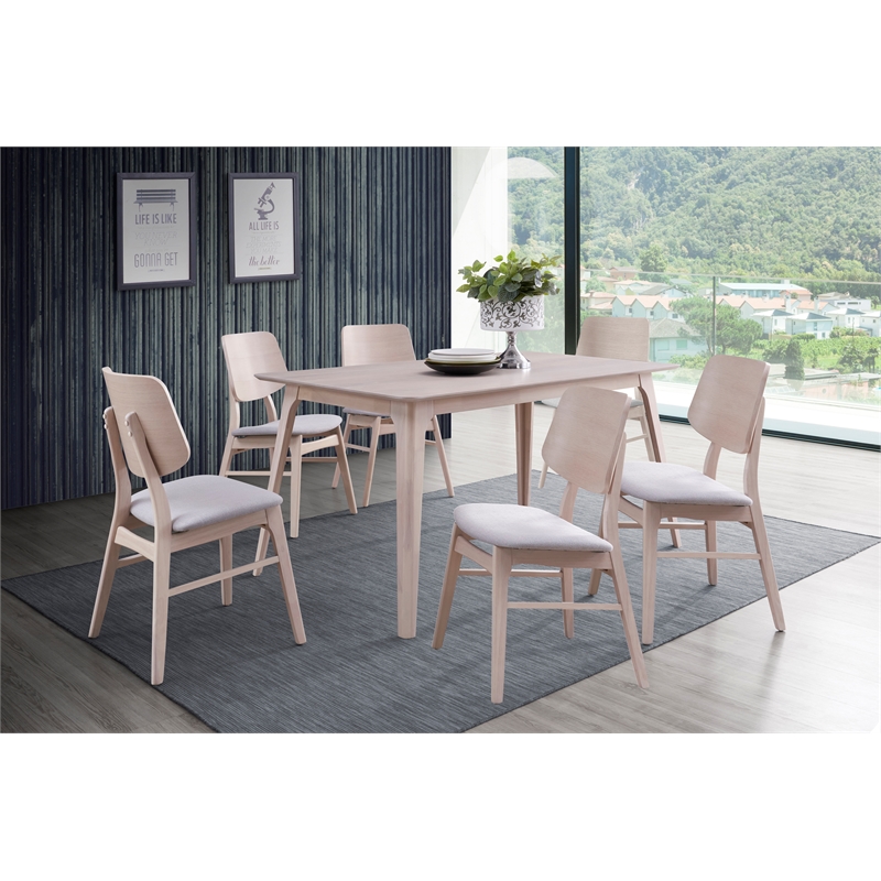 New Classic Furniture Oscar 7-piece Wood Dining Set in White Ash