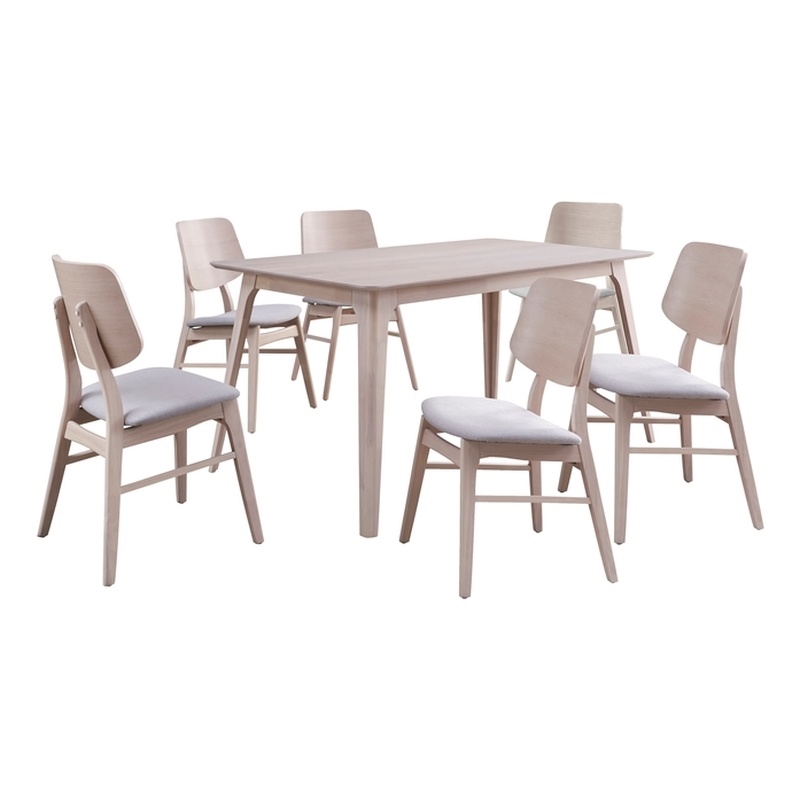 New Classic Furniture Oscar 7-piece Wood Dining Set in White Ash