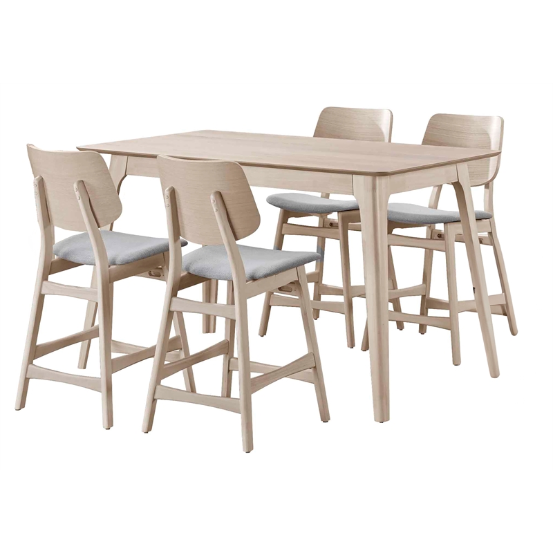 New Classic Furniture Oscar 5-piece Wood Counter Dining Set in White Ash