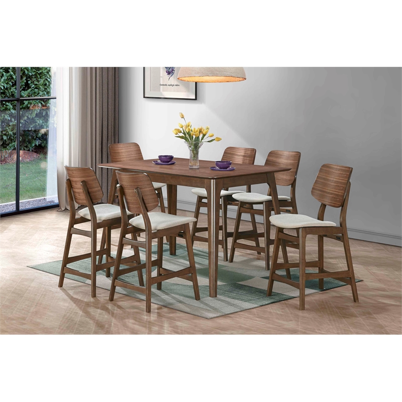 New Classic Furniture Oscar 7-piece Wood Counter Dining Set in Walnut
