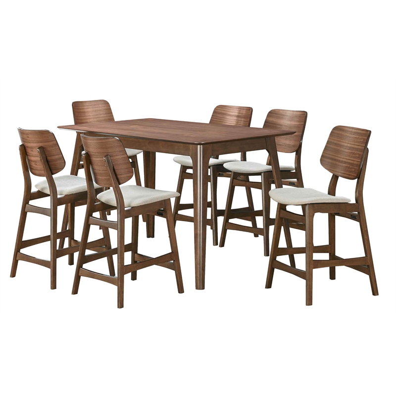New Classic Furniture Oscar 7-piece Wood Counter Dining Set in Walnut