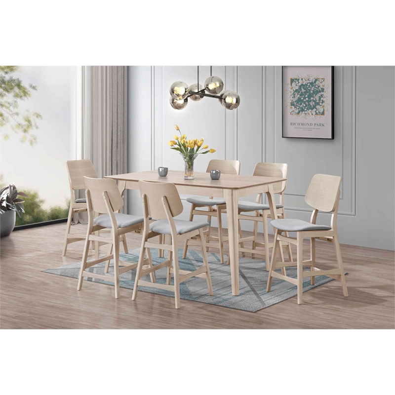 New Classic Furniture Oscar 7-piece Wood Counter Dining Set in White Ash