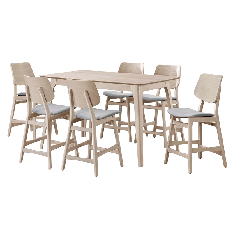 New Classic Furniture Oscar 7-piece Wood Counter Dining Set in White Ash