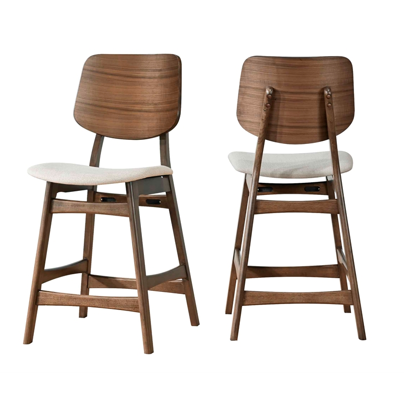 New Classic Furniture Oscar Wood Counter Dining Chairs in Walnut (Set of 2)