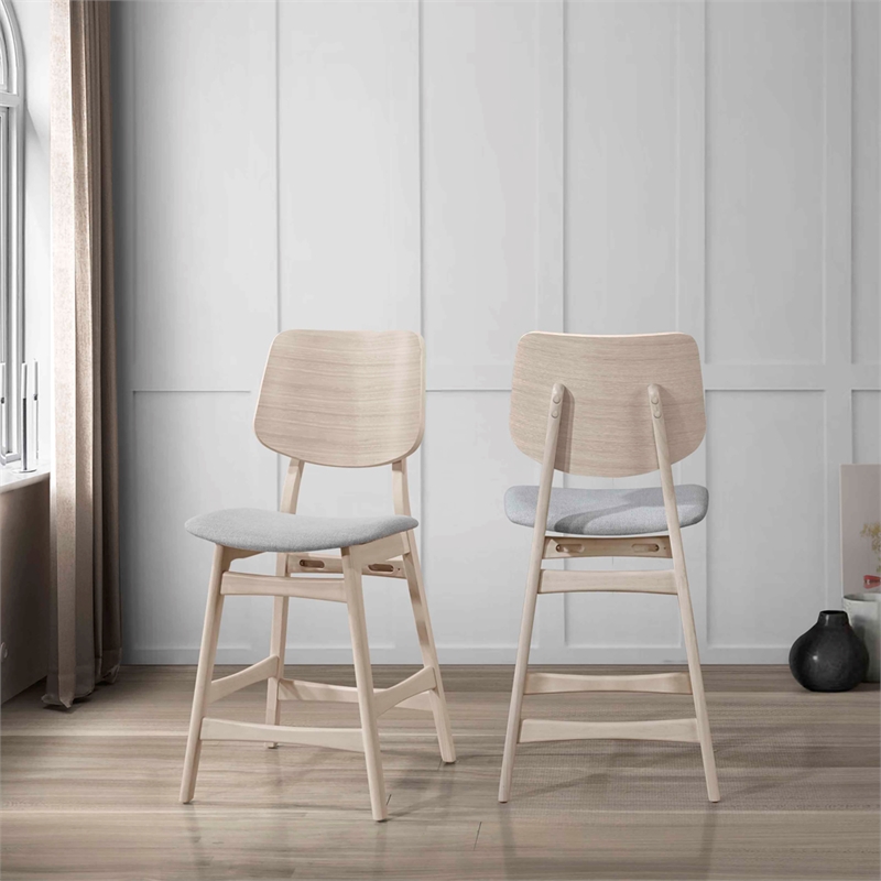 New Classic Furniture Oscar Wood Counter Dining Chairs in White Ash (Set of 2)