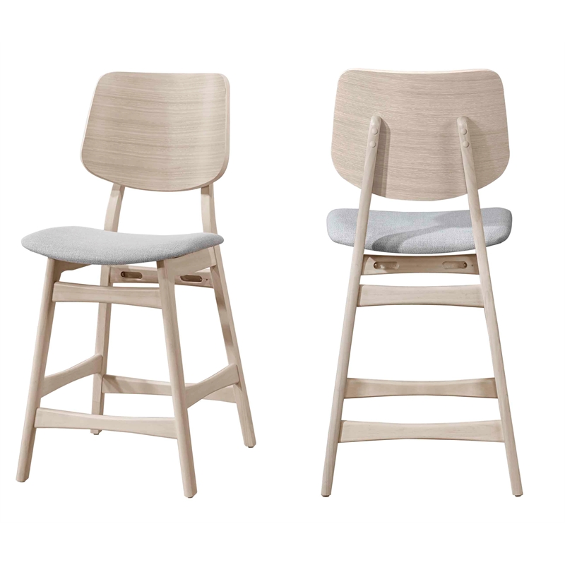 New Classic Furniture Oscar Wood Counter Dining Chairs in White Ash (Set of 2)