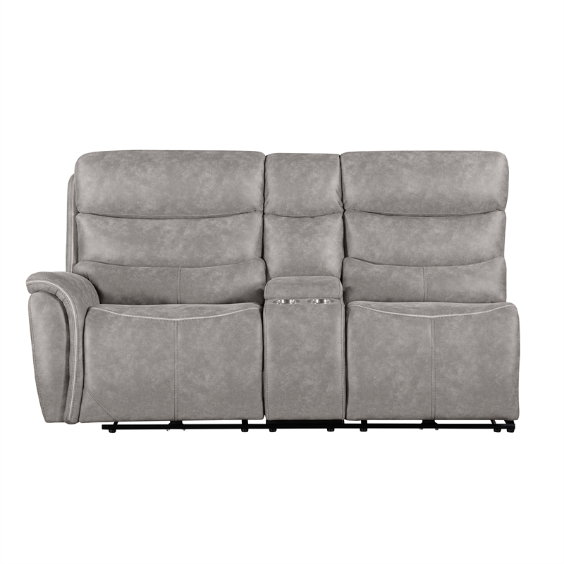 New Classic Furniture Kamari 3-Piece Fabric Power Sectional Set in Gray