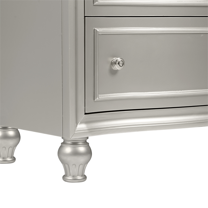New Classic Furniture Reflections Wood 5-Drawer Chest in Silver