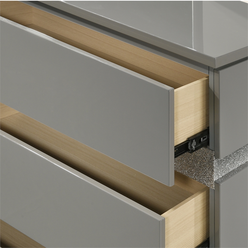 New Classic Furniture Paradox Glam Wood 6-Drawer Dresser in Gray