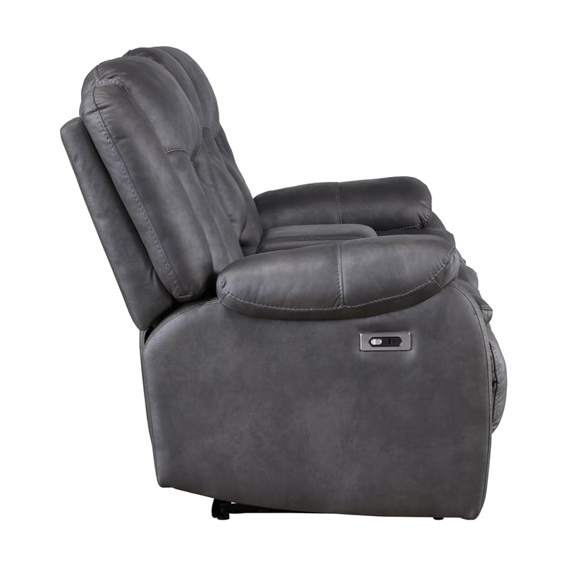 New Classic Furniture Morello Fabric Console Loveseat w/ Power Footrest in Gray