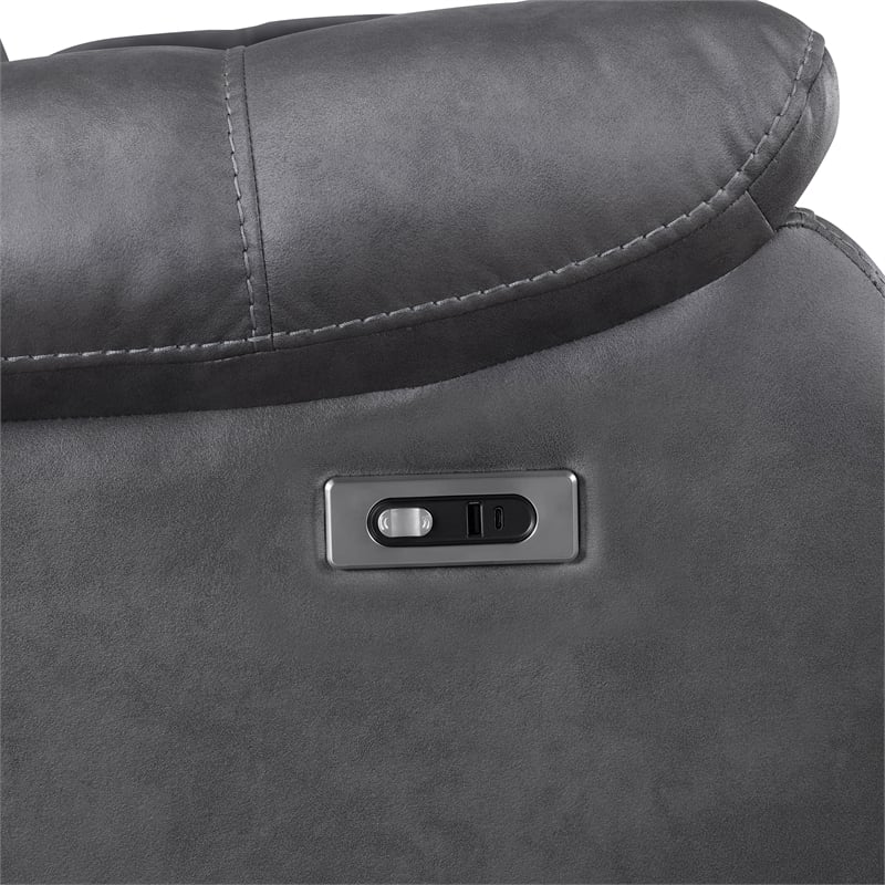 New Classic Furniture Morello Fabric Console Loveseat w/ Power Footrest in Gray