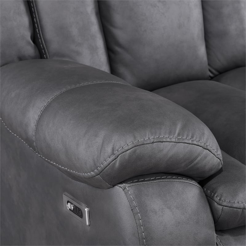 New Classic Furniture Morello Fabric Console Loveseat w/ Power Footrest in Gray