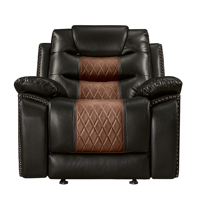 New Classic Furniture Nikko 3-Piece Faux Leather Manual Living Room Set in Brown