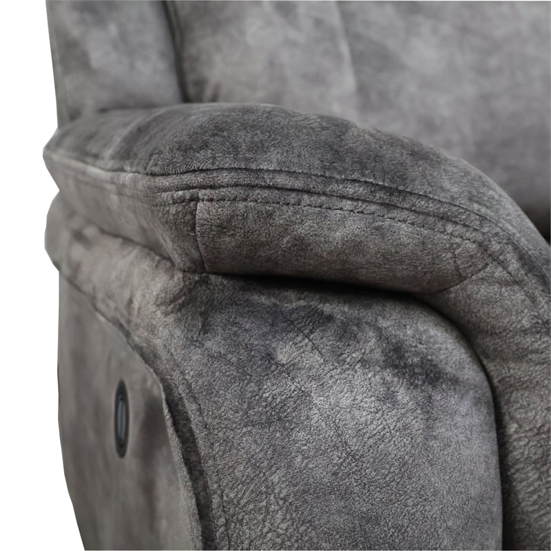 New Classic Furniture Park City 3-Piece Fabric Power Living Room Set in Slate