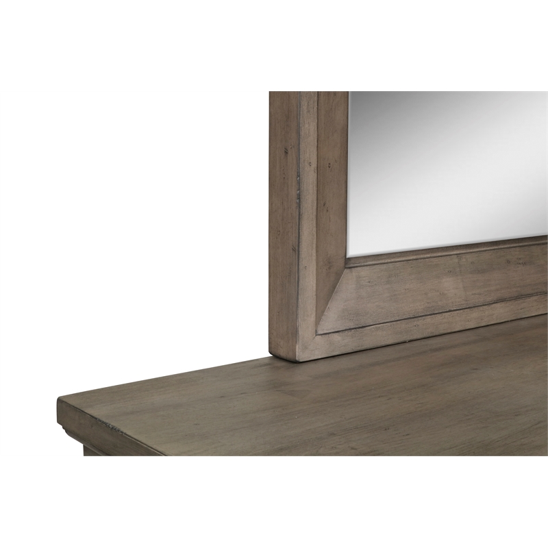 New Classic Furniture Allegra Wood 7-Drawer Dresser with Mirror in Pewter