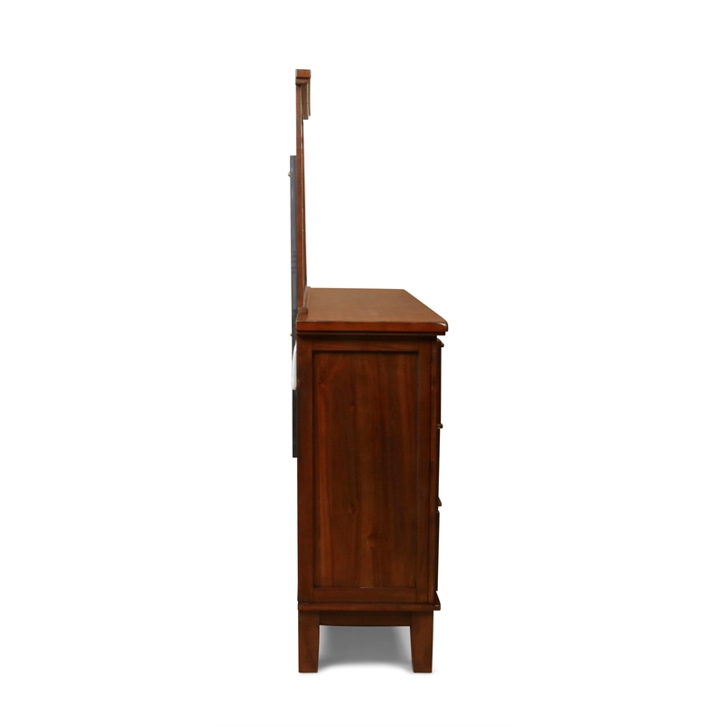New Classic Furniture Cagney Wood 6-Drawer Dresser with Mirror in Chestnut