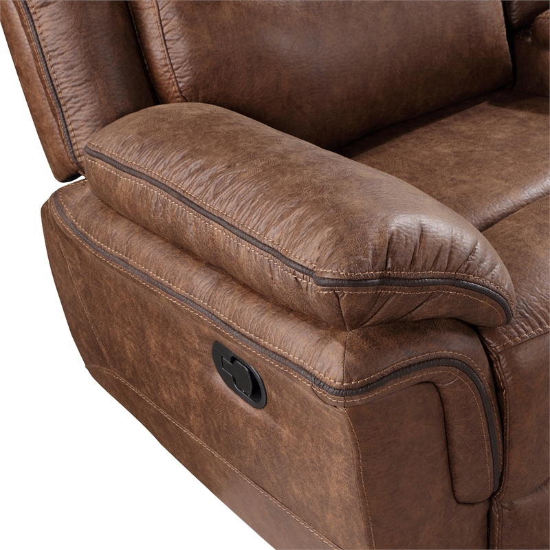 New Classic Furniture Ryland 3-Piece Fabric Manual Living Room Set in Brown
