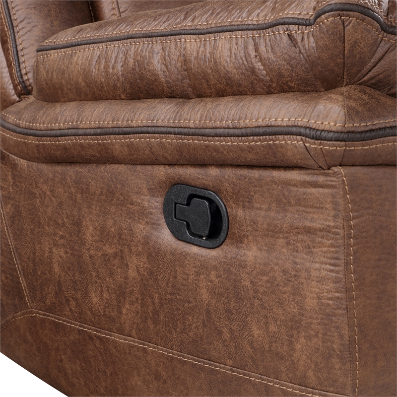 New Classic Furniture Ryland 3-Piece Fabric Manual Living Room Set in Brown
