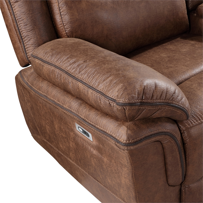 New Classic Furniture Ryland 3-Piece Fabric Power Living Room Set in Brown