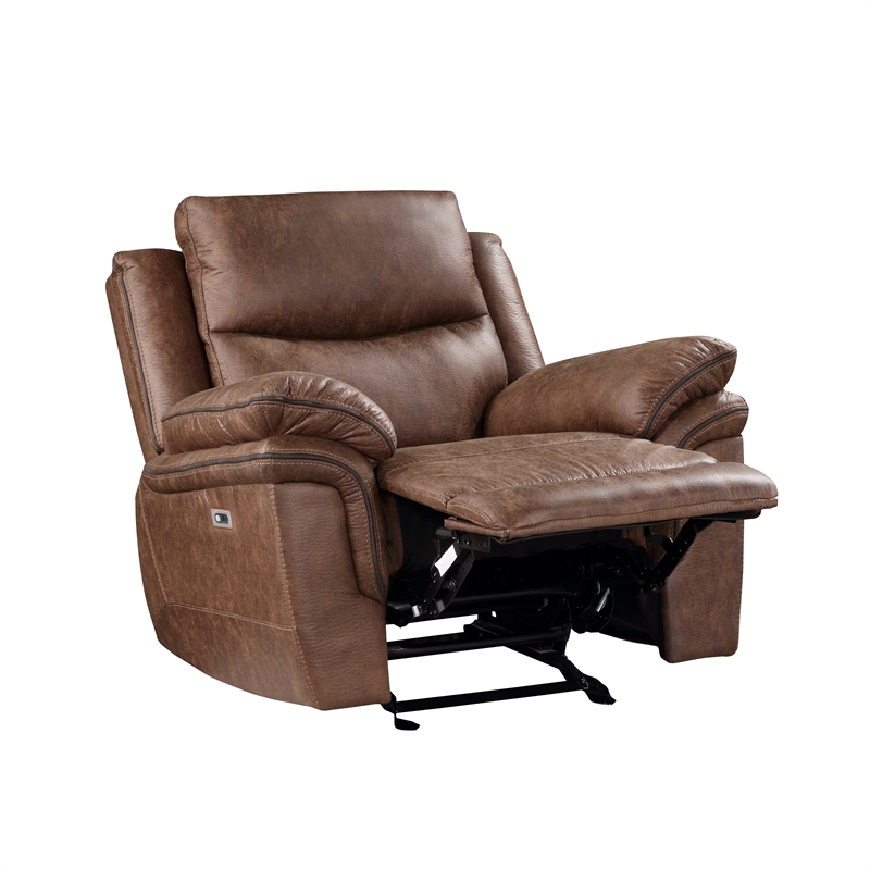 New Classic Furniture Ryland 3-Piece Fabric Power Living Room Set in Brown