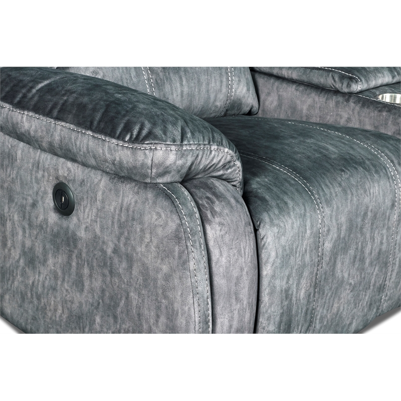 New Classic Furniture Tango 2-Piece Fabric Power Living Room Set in Shadow Gray