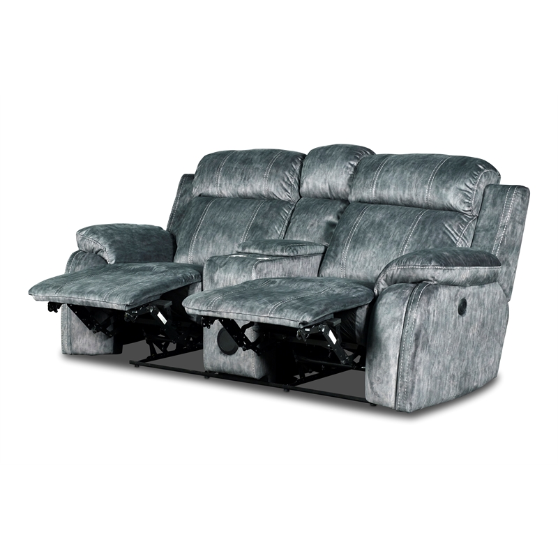 New Classic Furniture Tango 2-Piece Fabric Power Living Room Set in Shadow Gray